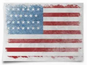 Faded American flag painted onto piece of paper Faded American flag painted onto piece of paper